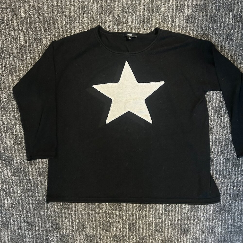 Ellos black white star sweater XL goth emo